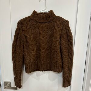 American Eagle Cable-Knit Brown Turtleneck Sweater